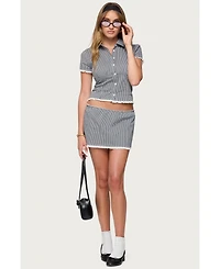 Edikted Womens Paige Gingham Tailored Button Up Shirt