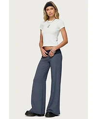 Edikted Women's Amarna Striped Fold Over Pants