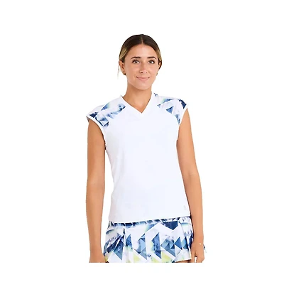 Sofibella Women's Kaleidoscope 24 Inch Raglan Cap Sleeve Tennis Shirt