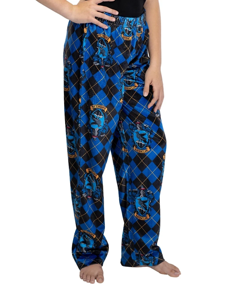 Harry Potter Girls Hogwarts Houses Crest Plaid Lounge Pants Pajamas