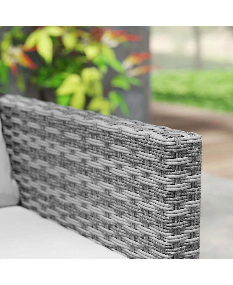 Outsunny 3PCS Patio Furniture Set Wicker Bistro Set with Cushions,