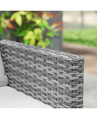 Outsunny 3PCS Patio Furniture Set Wicker Bistro Set with Cushions,