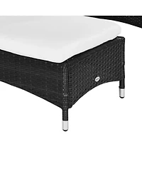 Outsunny Pool Furniture, 2 Lounge Chairs & Table, Wheels, Cushioned,