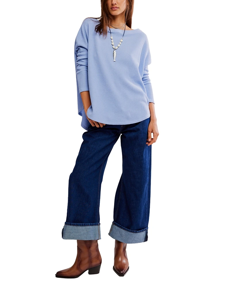 Free People Women's Latte Blues Thermal Long Sleeve Top