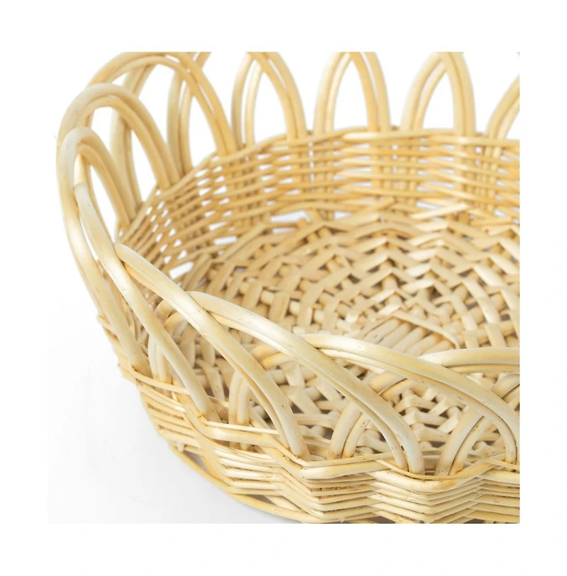 Wickerwise 16 Inch Decorative Round Fruit Bowl Bread Basket Serving Tray, Large