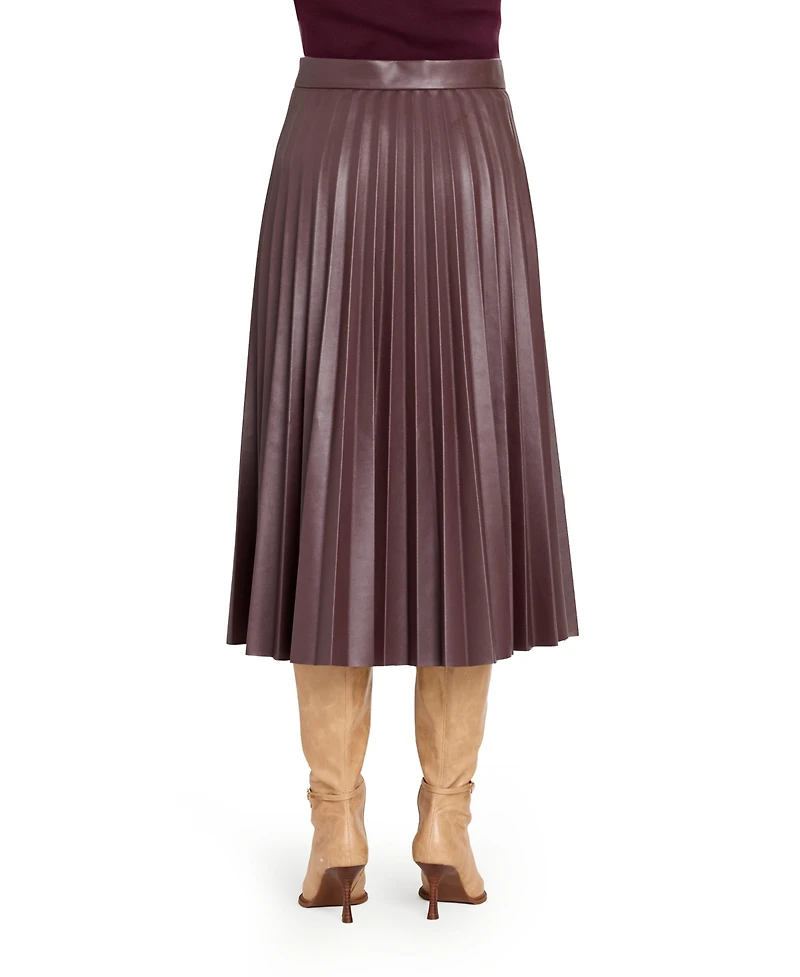 Tahari Asl Women's Long Leather Pleated Skirt