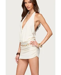 Edikted Womens Adrian Knit Halter Mini Dress