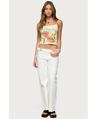 Edikted Women's Buckle Low Rise Straight Leg Pants