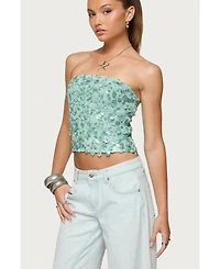 Edikted Womens Brynn Sequin Strapless Top
