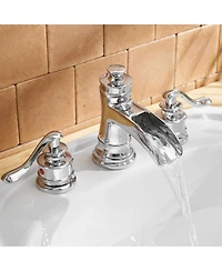 Greenspring 8 in. Waterfall Widespread 2-Handle Bathroom Faucet With Pop-up Drain Assembly in Spot Resist Polished Chrome