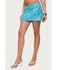 Edikted Womens Asher Beaded Floral Mini Skirt