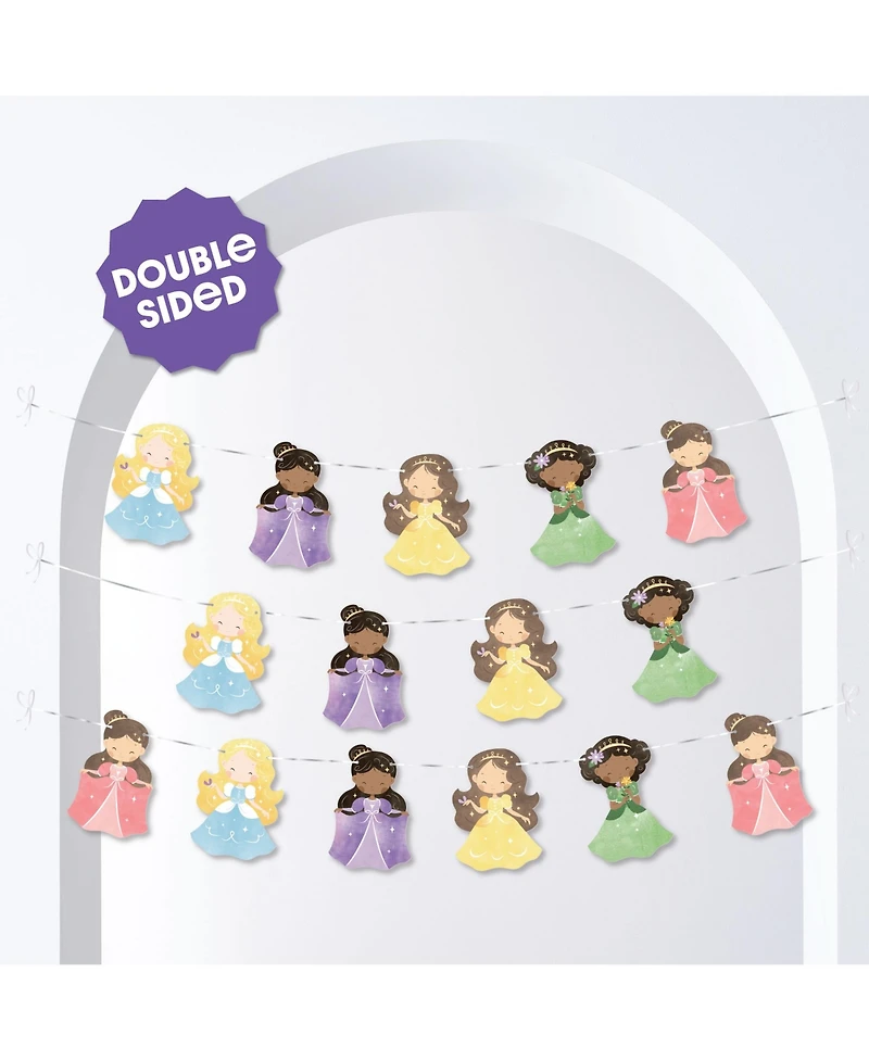 Big Dot of Happiness Princess Garland Banner, 30 Feet of Cord, 15 Double-Sided Princess