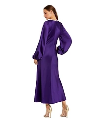 Mac Duggal Women's High Neck Long Sleeve Crystal Detail Dress