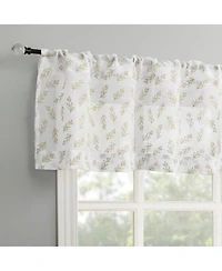 No. 918 Hollis Floral Leaf Sheer Rod Pocket Kitchen Curtain Valance