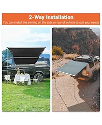 6.6x8.4 Ft Vehicle Awning with Blackout Coating Side Wall Roof Rack Pull-Out Sun Shade Camp