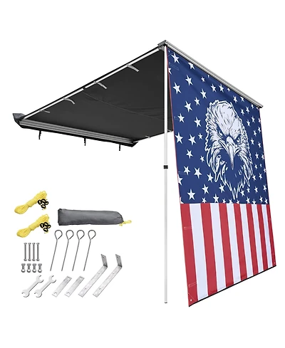 Yescom 6.6x8.4 Ft Vehicle Awning with Eagle Side Wall Roof Rack Pull-Out Sun Shade Camp