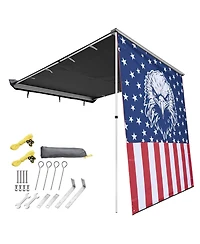 6.6x8.4 Ft Vehicle Awning with Blackout Coating Side Wall Roof Rack Pull-Out Sun Shade Camp