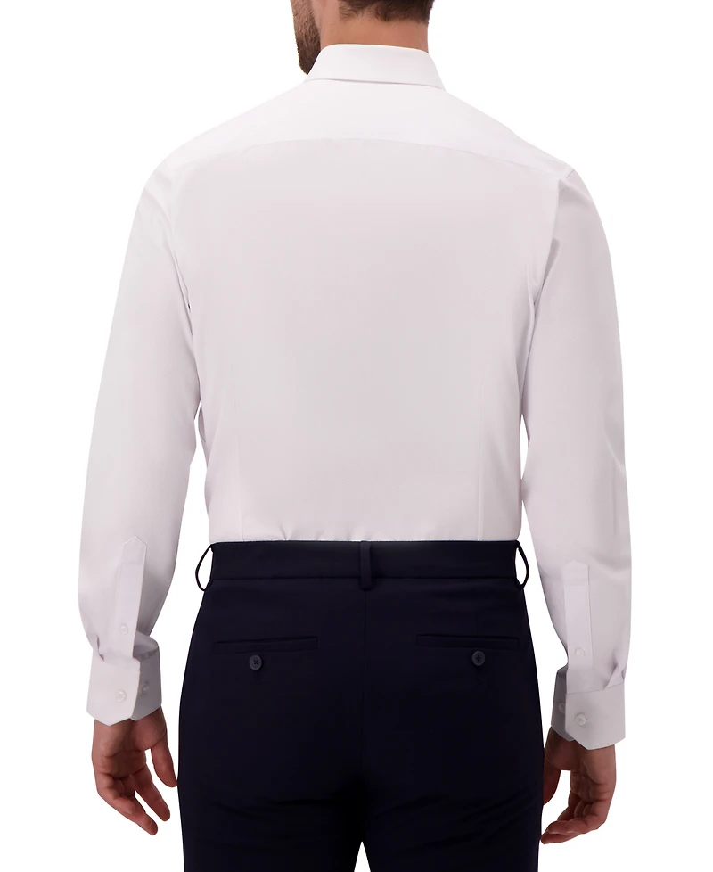 Report Collection Men's Long Sleeve 4-Way Tonal Geo Dress Shirt