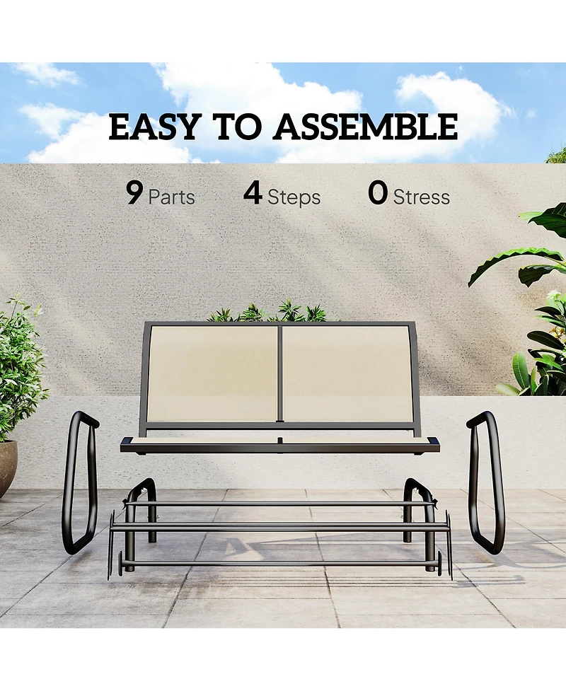 Outsunny 2-Person Patio Glider Bench Rocking Chair Loveseat w/ Armrest