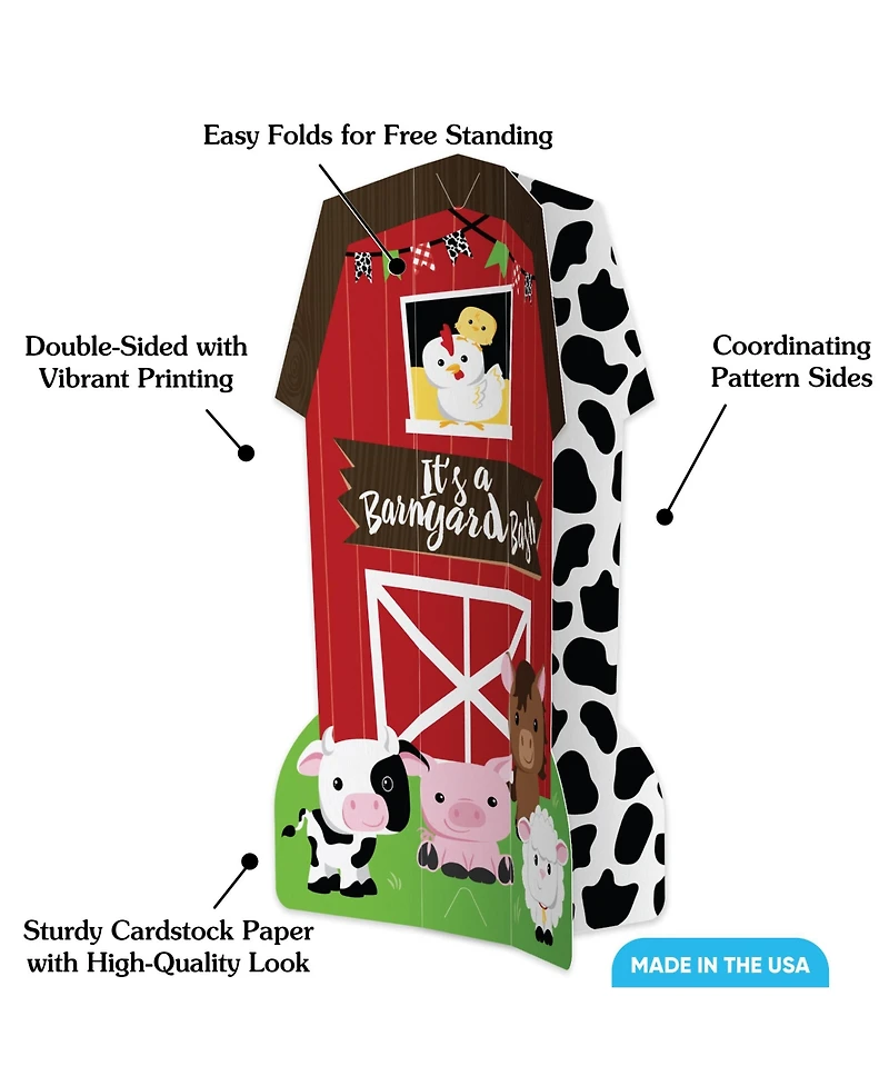 Big Dot of Happiness Freestanding 3D Farm Animals Barn Centerpiece Table Decorations