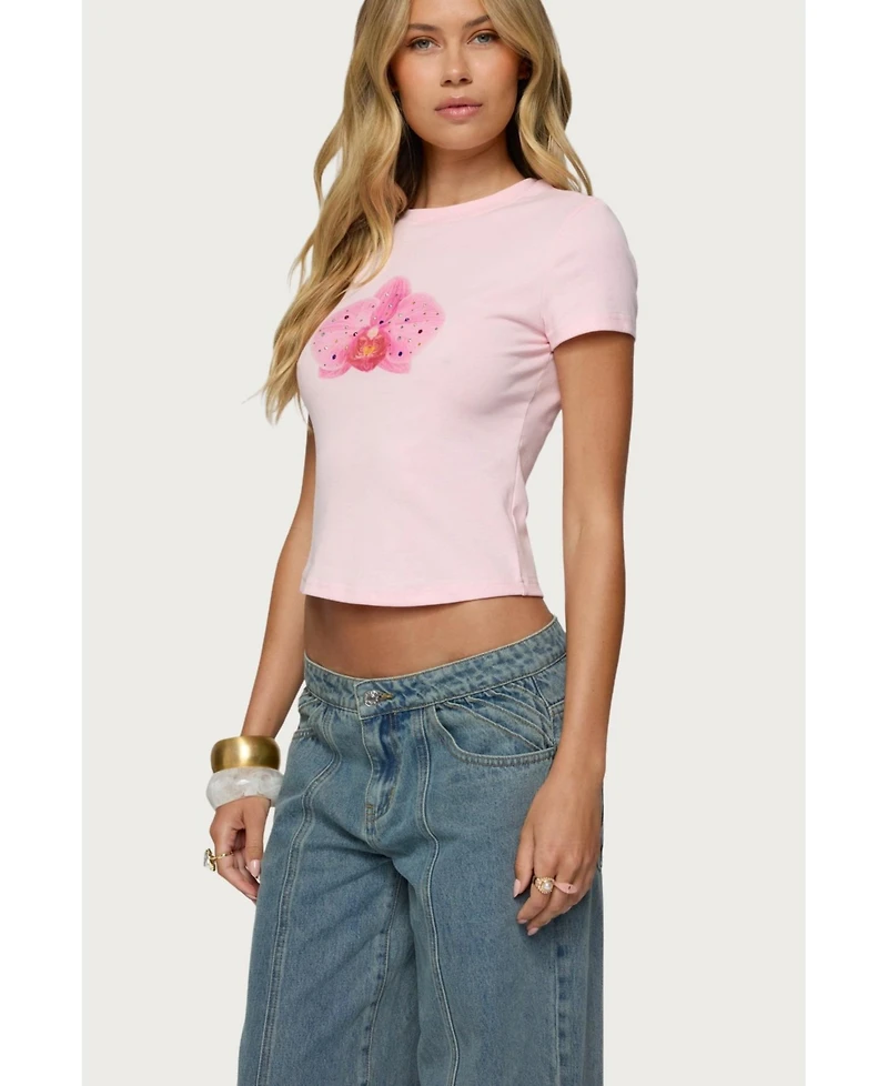 Edikted Womens Orchid Gemstone T Shirt