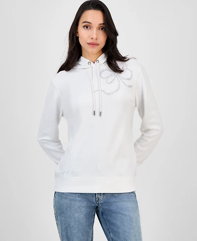 Nautica Jeans Women's Embellished Bow Hooded Sweatshirt