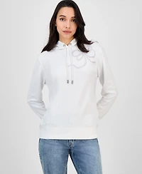 Nautica Jeans Women's Embellished Bow Hooded Sweatshirt