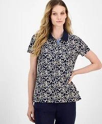 Nautica Jeans Women's Ribbons Short-Sleeve Polo Shirt