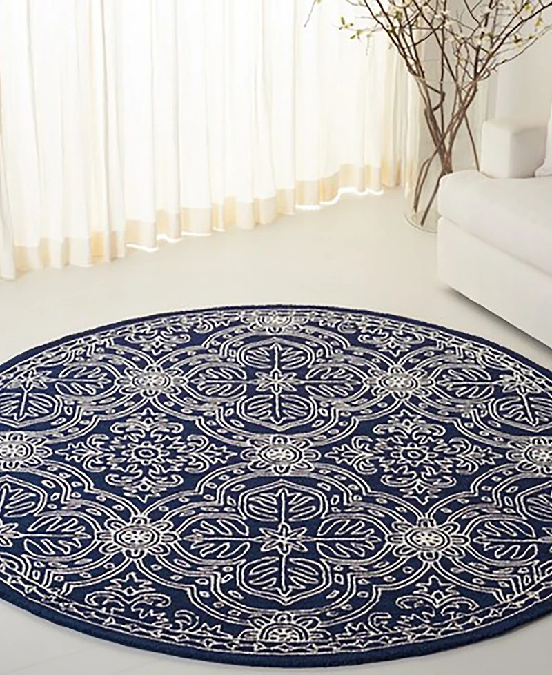 Lauren Ralph Lauren Etienne LRL6603N Navy and Ivory 5' X 5' Round Area Rug