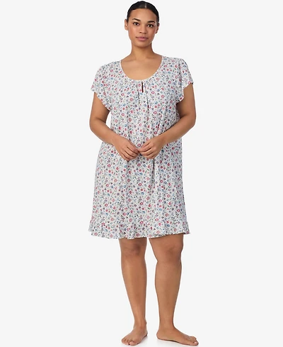 Lauren Ralph Plus Flutter Sleeve Short Sleepwear Gown
