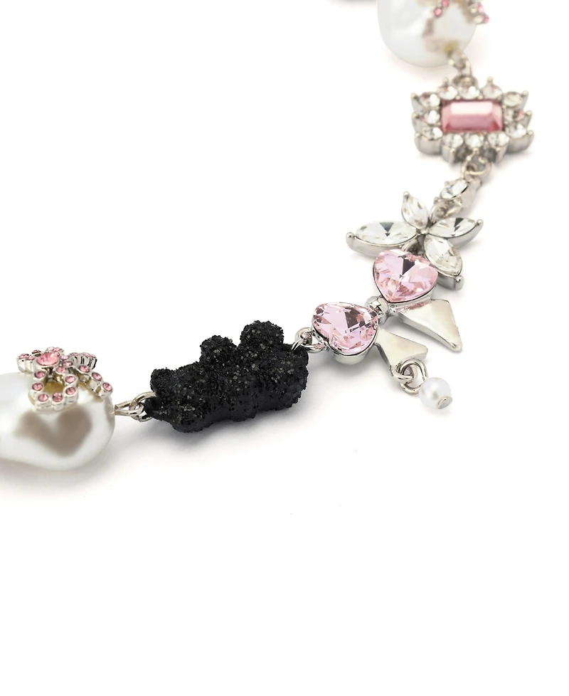 Betsey Johnson Faux Stone Teddy Bead Charm Collar Necklace