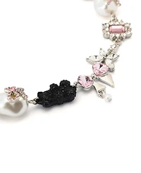 Betsey Johnson Faux Stone Teddy Bead Charm Collar Necklace