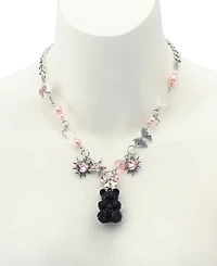 Betsey Johnson Faux Stone Teddy Bear Charm Bib Necklace