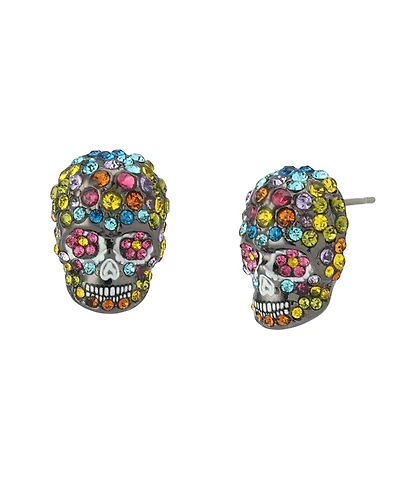 Betsey Johnson Faux Stone Sugar Skull Stud Earrings