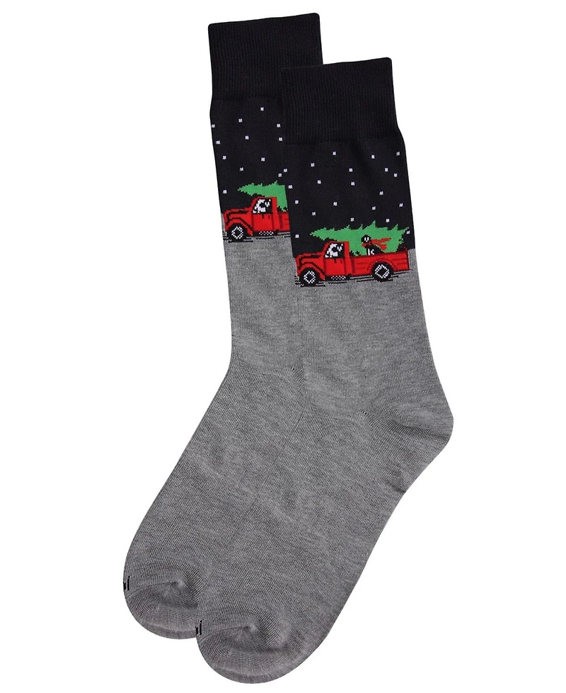 MeMoi Men's Holiday Pup Pick Up Crew Socks
