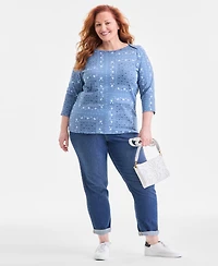 Style & Co Plus Size Cotton Boat-Neck Top, Macy's Exclusive