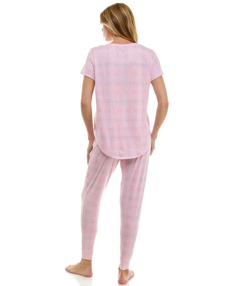 Roudelain Printed Short Sleeve Top & Jogger Pajama Set