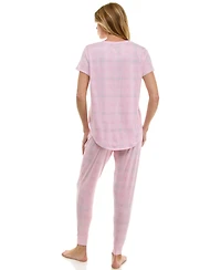 Roudelain Printed Short Sleeve Top & Jogger Pajama Set