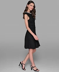Karl Lagerfeld Paris Women's Stretch Textured Knit with Embellished Neck