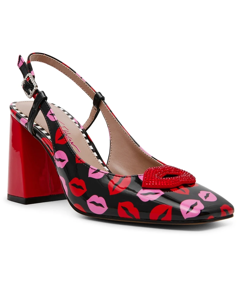 Betsey Johnson Women's Ashhley Novelty Lips Slingback Block-Heel Pumps