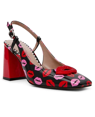 Betsey Johnson Women's Ashhley Novelty Lips Slingback Block-Heel Pumps