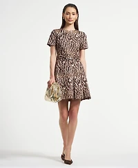 Isaac Mizrahi Women's Belted Pleated Short Dress
