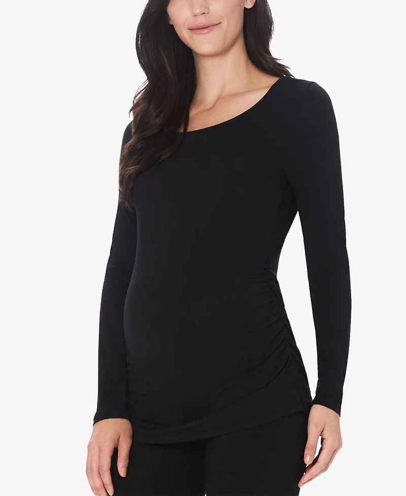 Cuddl Duds Petite Maternity Ballet Neck Long Sleeve Top