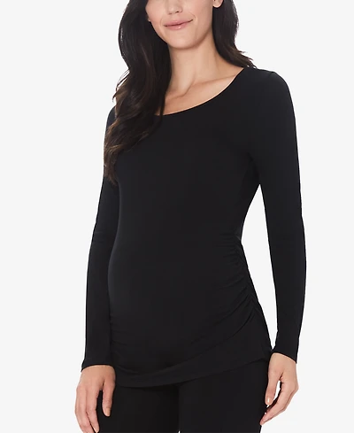 Cuddl Duds Petite Maternity Ballet Neck Long Sleeve Top