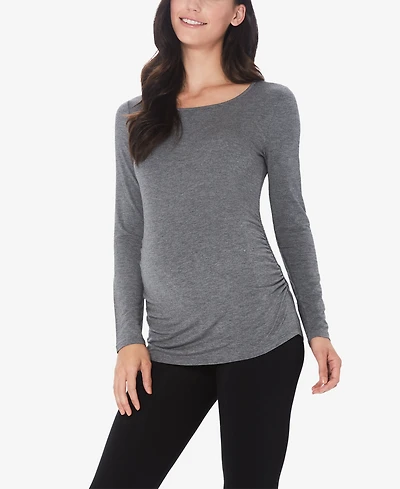 Cuddl Duds Maternity Ballet Neck Long Sleeve Top