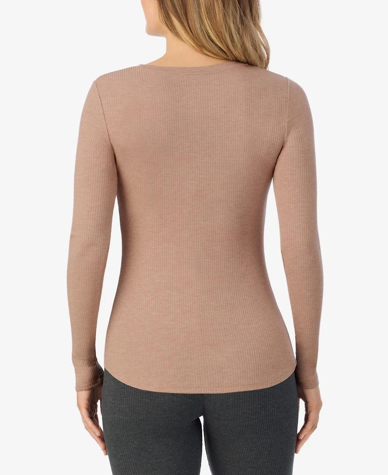 Cuddl Duds Henley Neck Long Sleeve Top