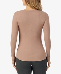 Cuddl Duds Henley Neck Long Sleeve Top
