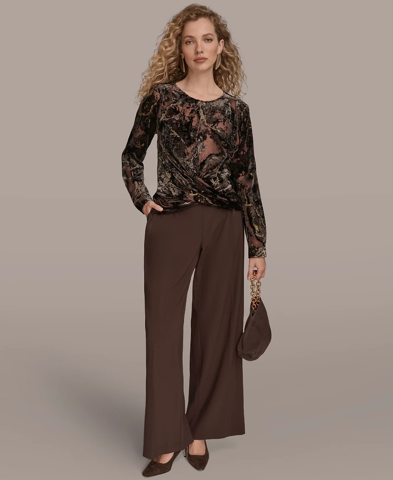 Donna Karan New York Women's Printed Long Sleeve Top