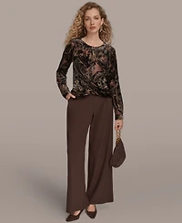 Donna Karan New York Women's Printed Long Sleeve Top