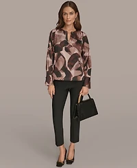 Donna Karan New York Women's Long Sleeve Printed Blouse